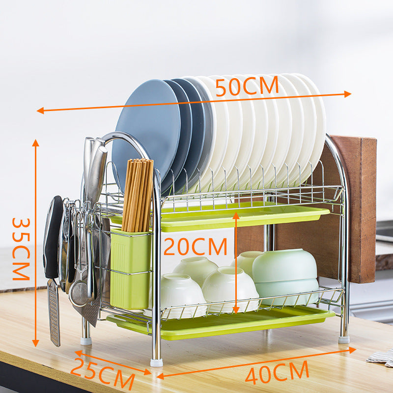 Multi-Layer Floor Draining Bowl Rack – Kitchen Shelf & Countertop Dish Storage
