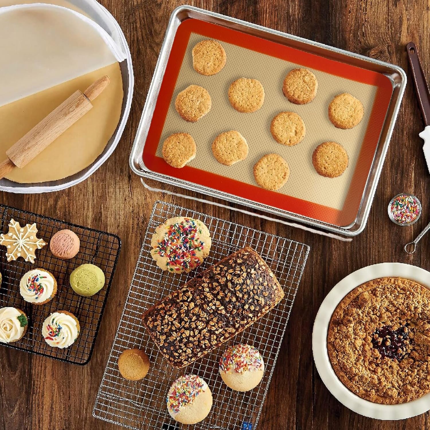 Quarter Sheet Silicone Baking Mat – 2 Pcs Non-Stick Reusable Cookie Sheets