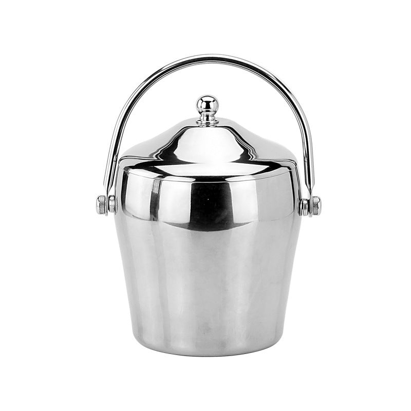 Stainless Steel Double-layer Ice Bucket With Thickened Lid