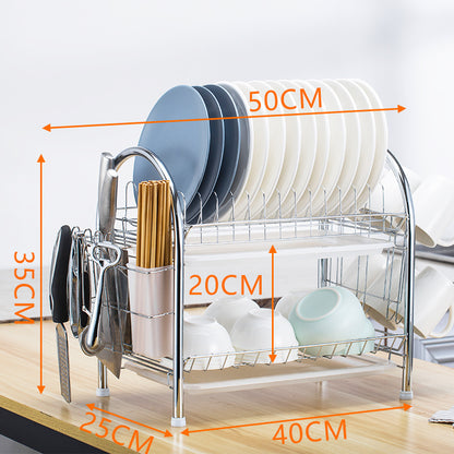Multi-Layer Floor Draining Bowl Rack – Kitchen Shelf & Countertop Dish Storage