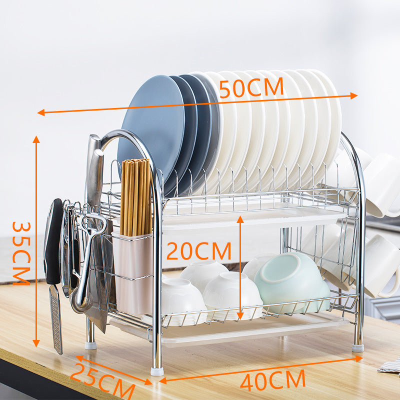 Multi-Layer Floor Draining Bowl Rack – Kitchen Shelf & Countertop Dish Storage