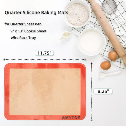 Quarter Sheet Silicone Baking Mat – 2 Pcs Non-Stick Reusable Cookie Sheets