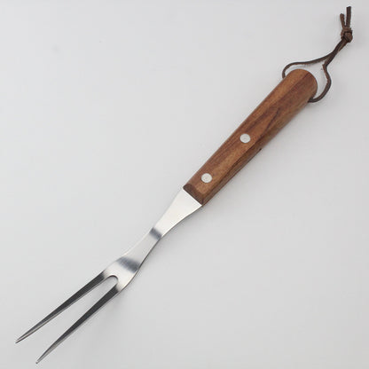 Simple Stainless Steel Meat Fork Outdoor Barbecue Wooden Handle Fork Barbecue Fork