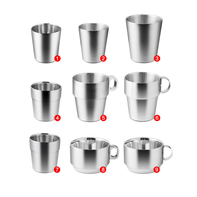 304 Stainless Steel Double Layer Mug Water Glass